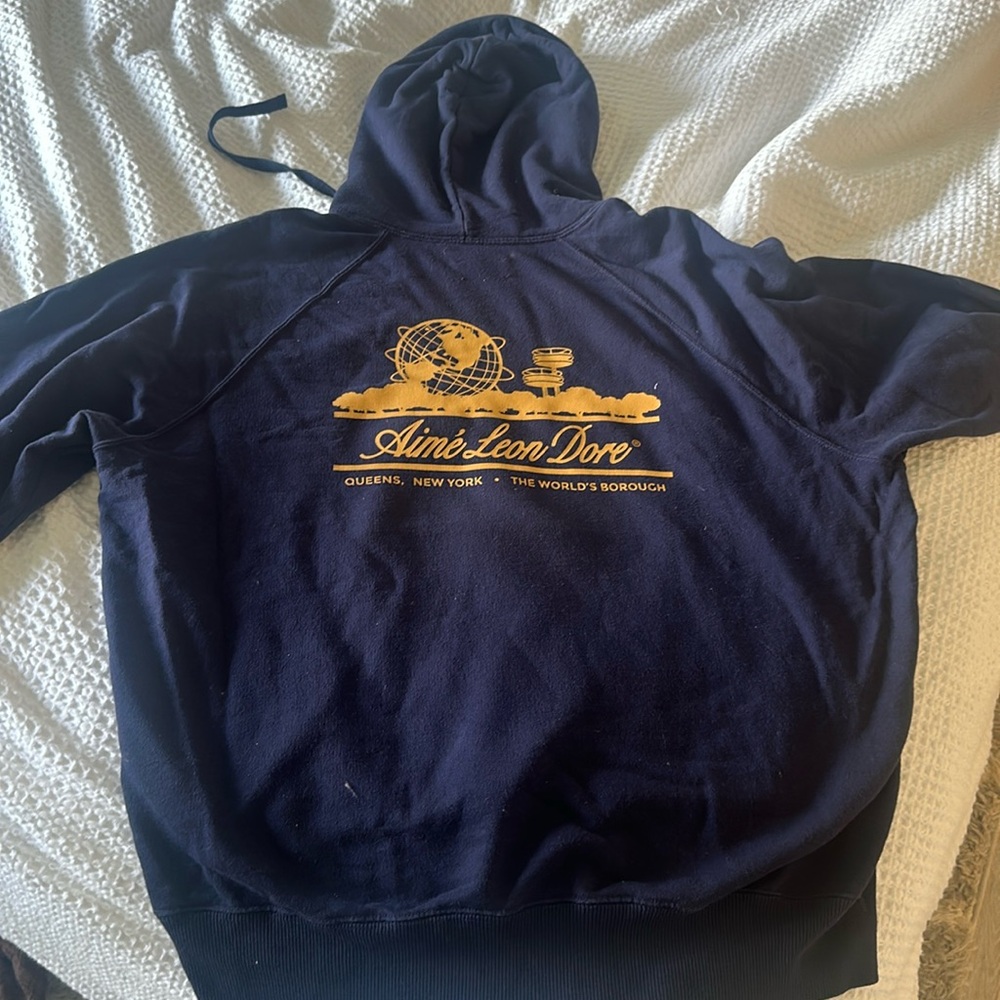 navy aime leon dore hoodie